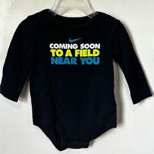 Nike Kids Bodysuit - Black with Blue and Yellow Text